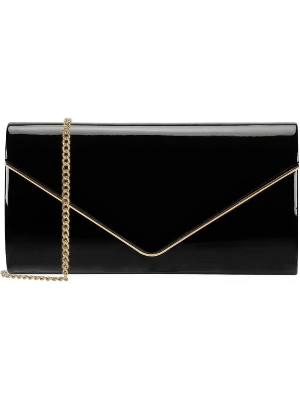 Shiny Patent Leather Envelope Clutch Purse for Women - Foldover Evening Bag